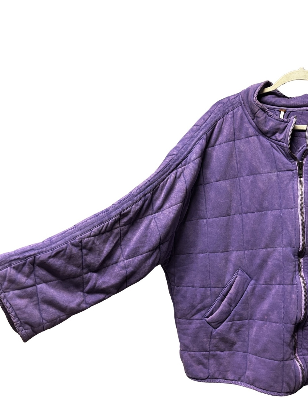 Free People Quilted Dolman Jacket in Moonberry • Size XL - Picture 6 of 8